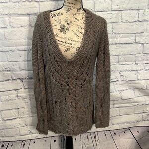 Duffy V-neck Sweater Alpaca Blend Size Small Brown Oversized